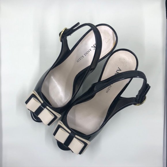 AK Anne Klein iFlex Slingback Pumps Platform Double Bow SZ 8 - Picture 7 of 9